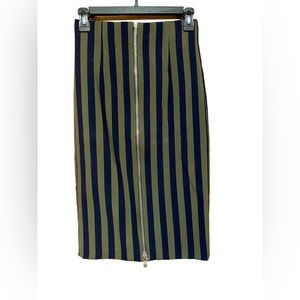 ZARA Woman | Blue & Olive 🫒 Striped Pencil Skirt | XS